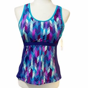L.L. Bean Multicolor Print Tankini Swim Top NWT
